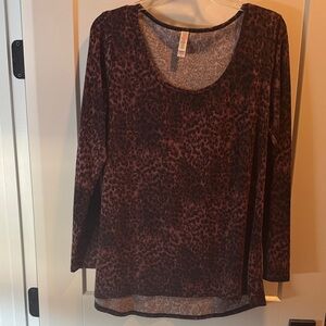 LuLaRoe Maroon Animal Print Long Sleeve Top